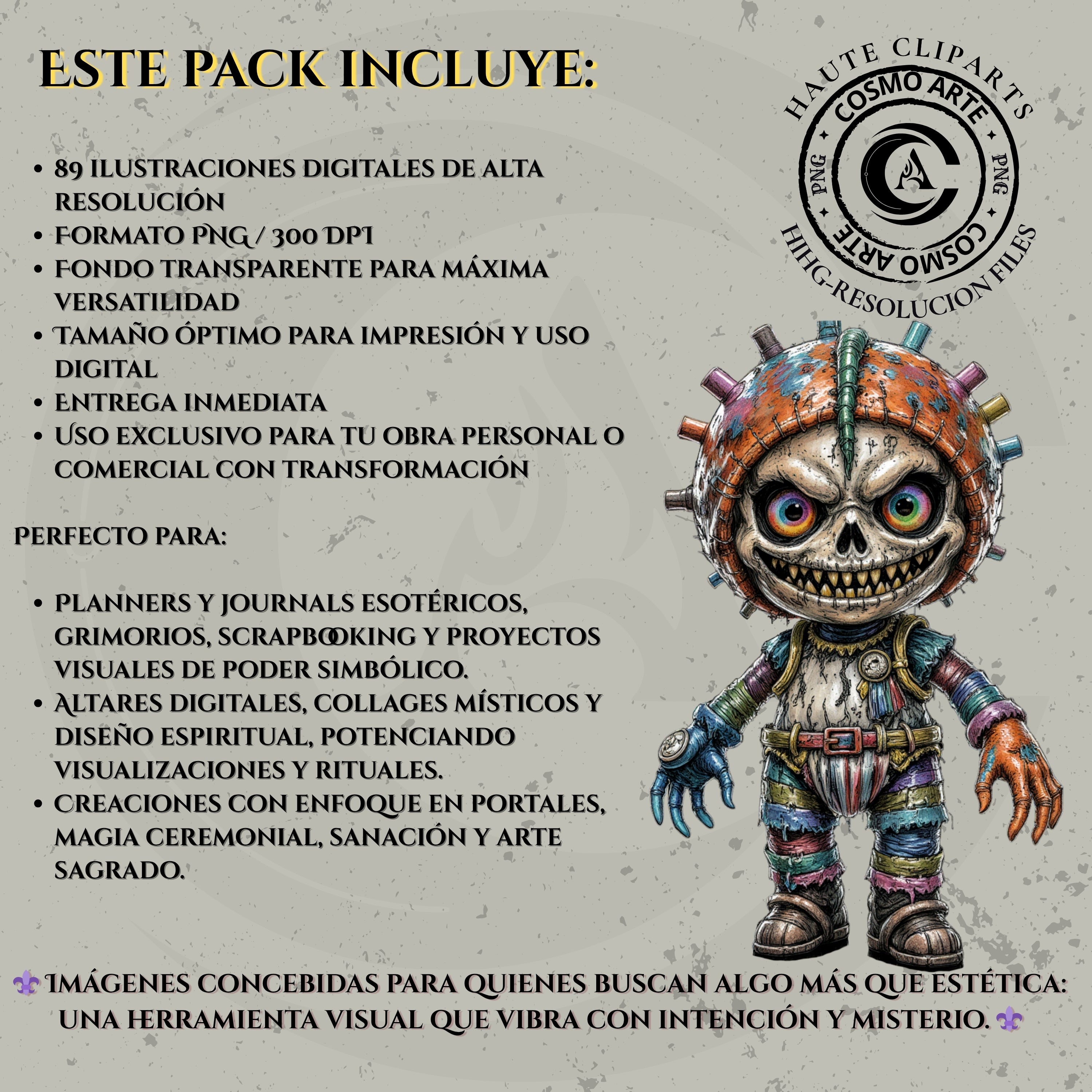 Vudú dolls – pack de cliparts horror-cute en png | alta resolución 300 dpi