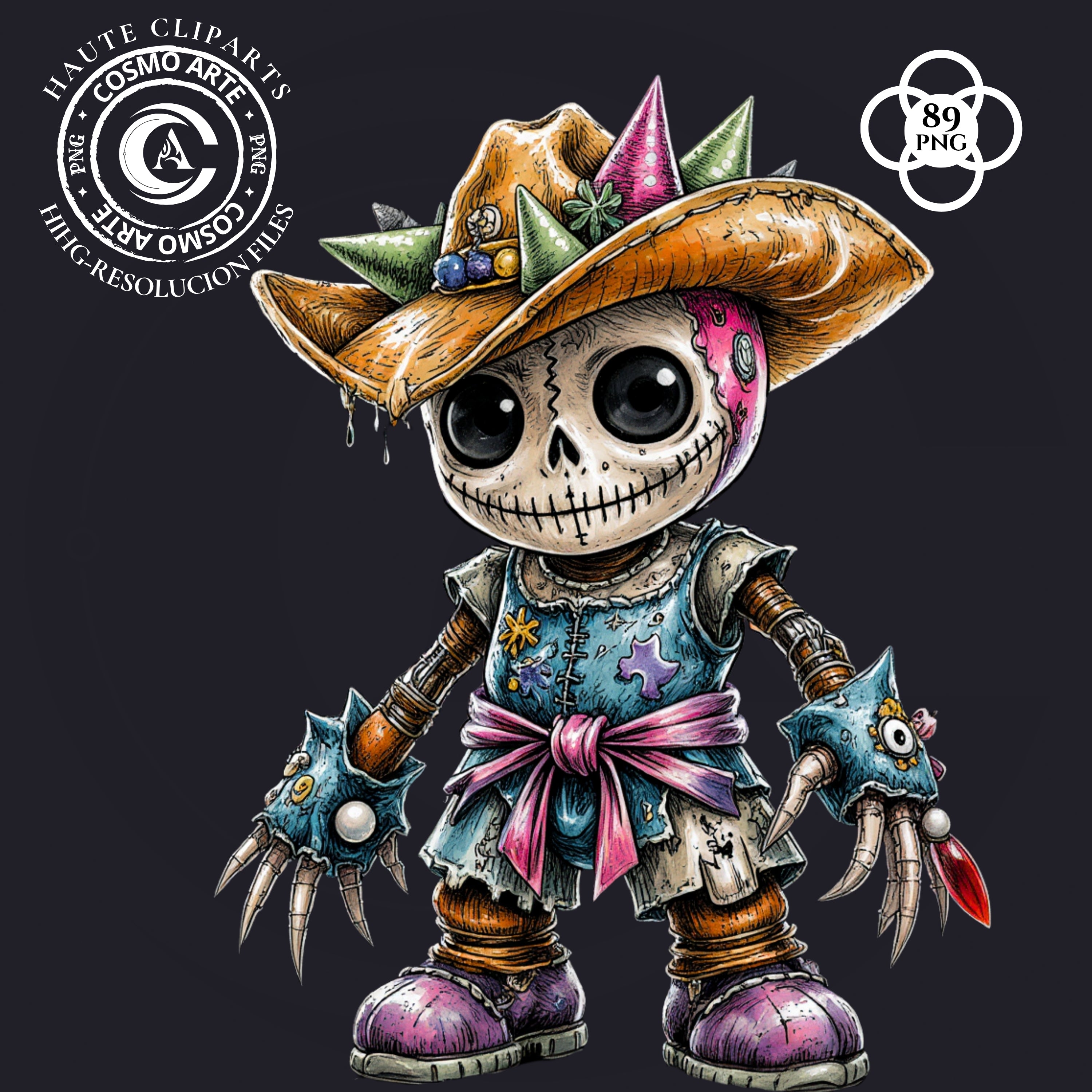 Vudú dolls – pack de cliparts horror-cute en png | alta resolución 300 dpi