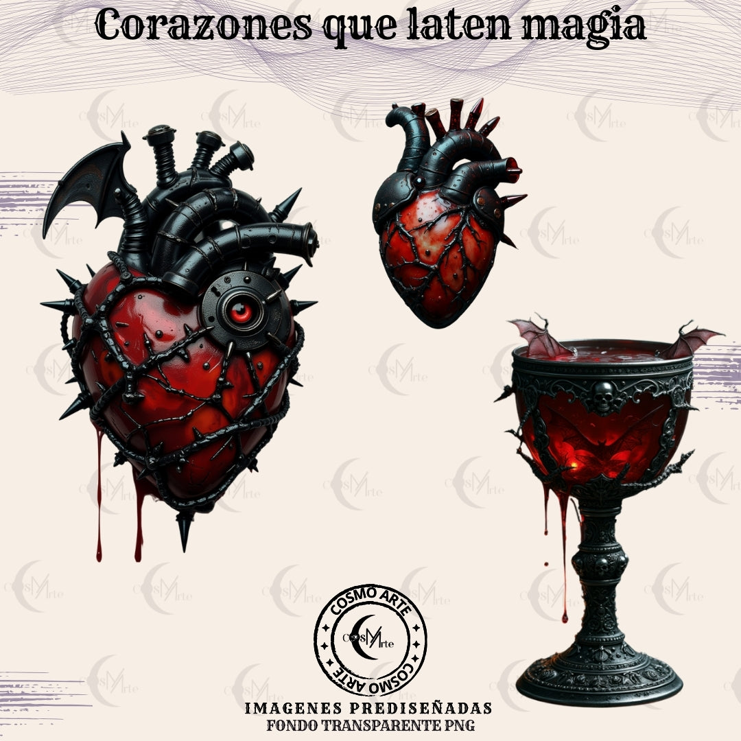 pack de 47 imágenes – copas vampíricas & corazones sagrados | arte simbólico, gótico y ritual | png descargable