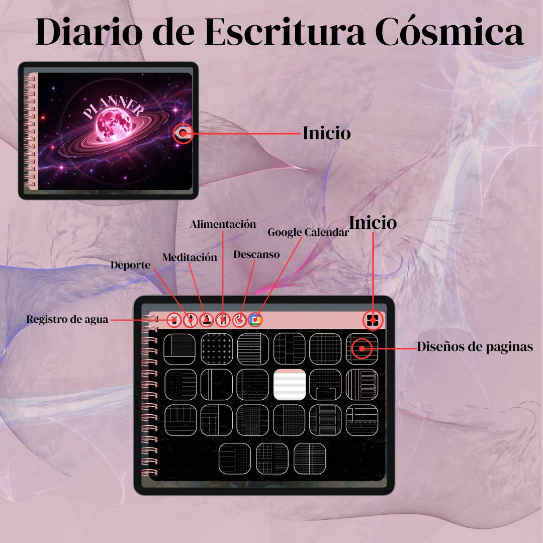 Diario de escritura cósmica, diario digital para creación