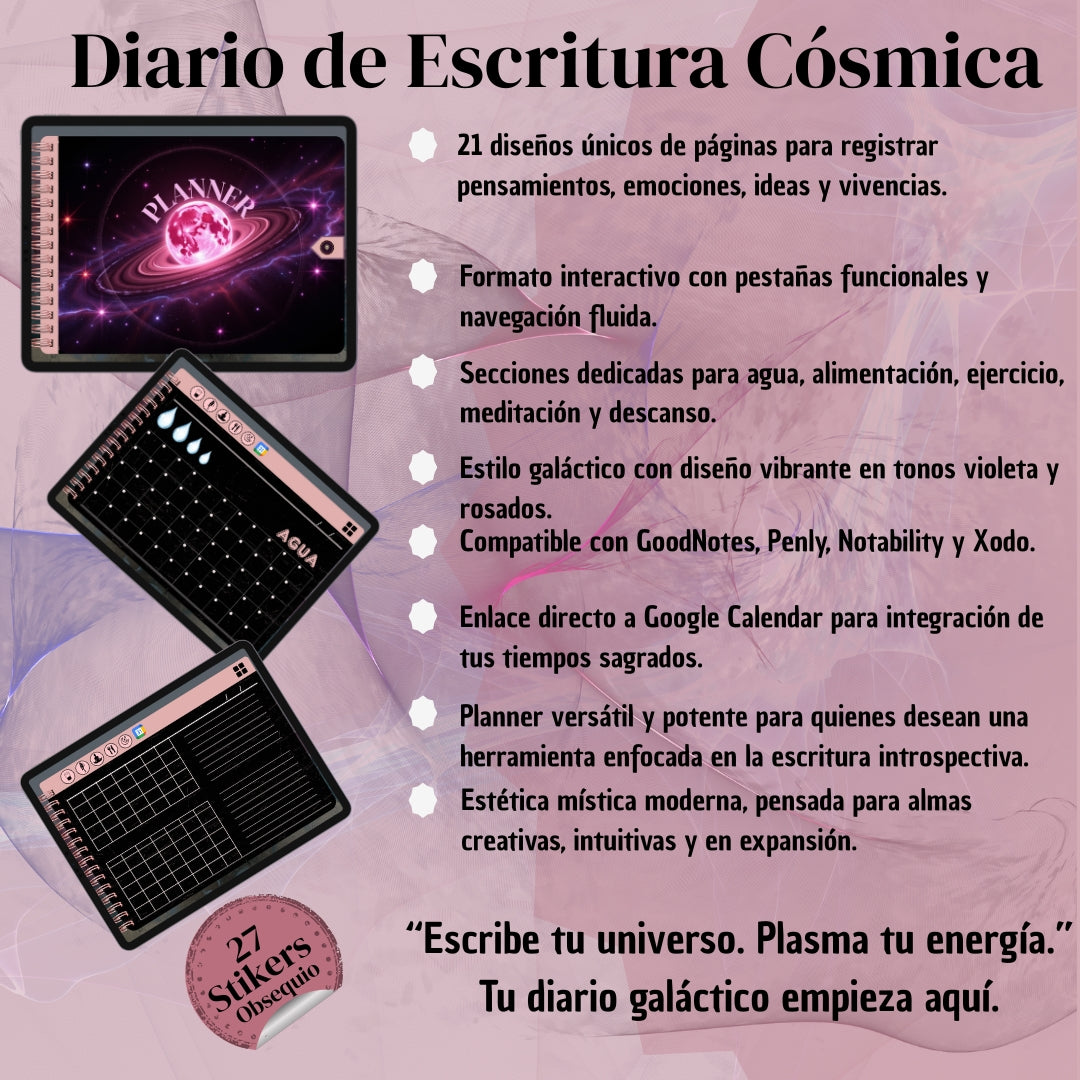 Diario de escritura cósmica, diario digital para creación