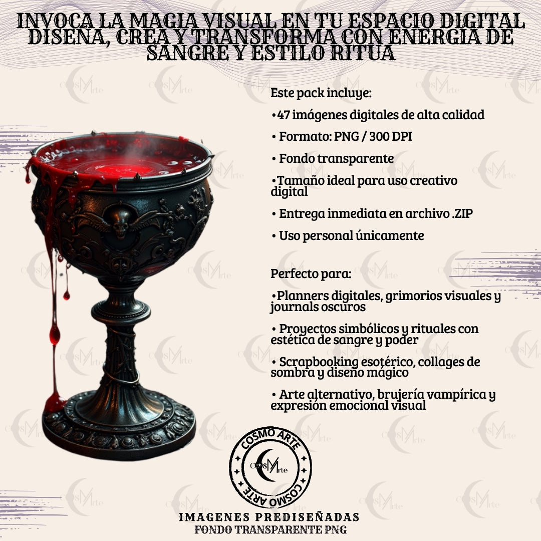 pack de 47 imágenes – copas vampíricas & corazones sagrados | arte simbólico, gótico y ritual | png descargable